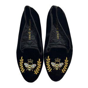 Patricia Green Queen Bee loafers black velvet flats soft slip on shoes 7